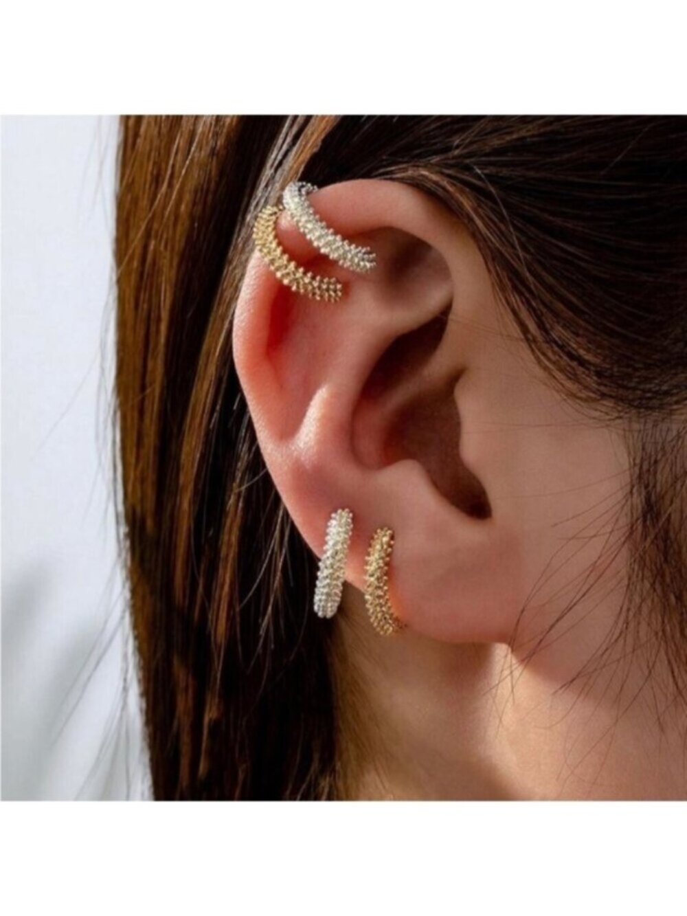 Gold & Silver 4pc Textured Ear Cuffs